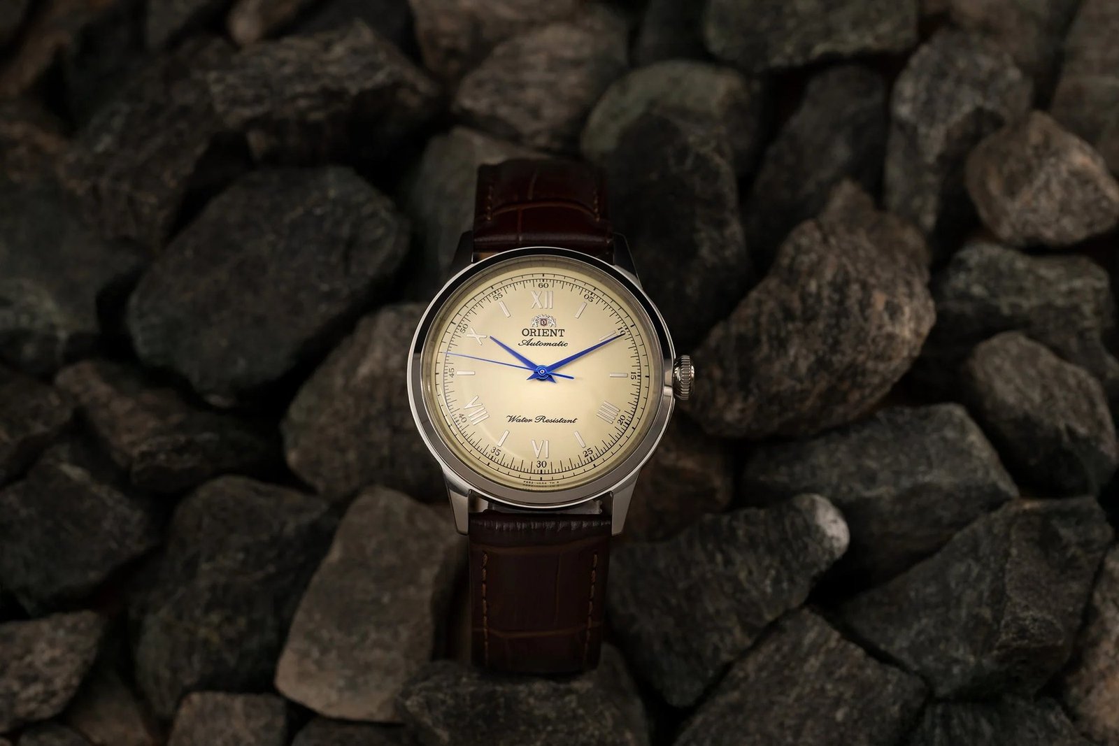 Orient Bambino No Date Automático Bege Couro