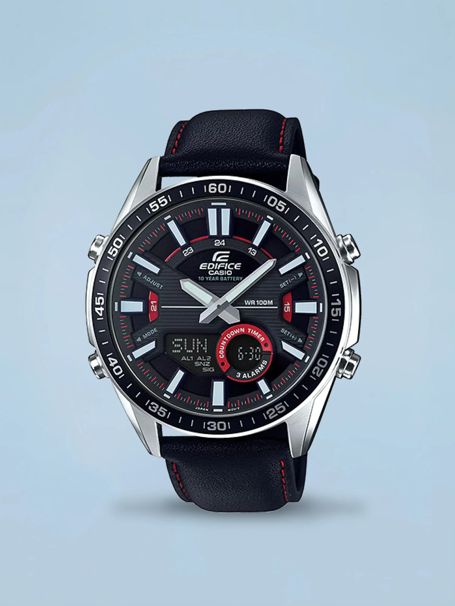 Casio Edifice Anadigi EFV-C100L-1AV Preto Couro