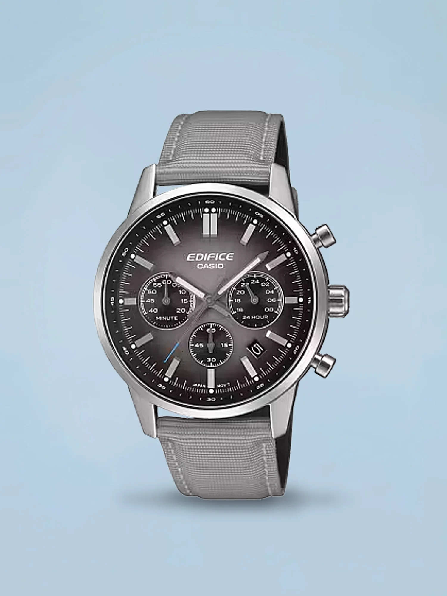 Casio Edifice Cronógrafo EFR-575C-8A Cinza Couro e Corda