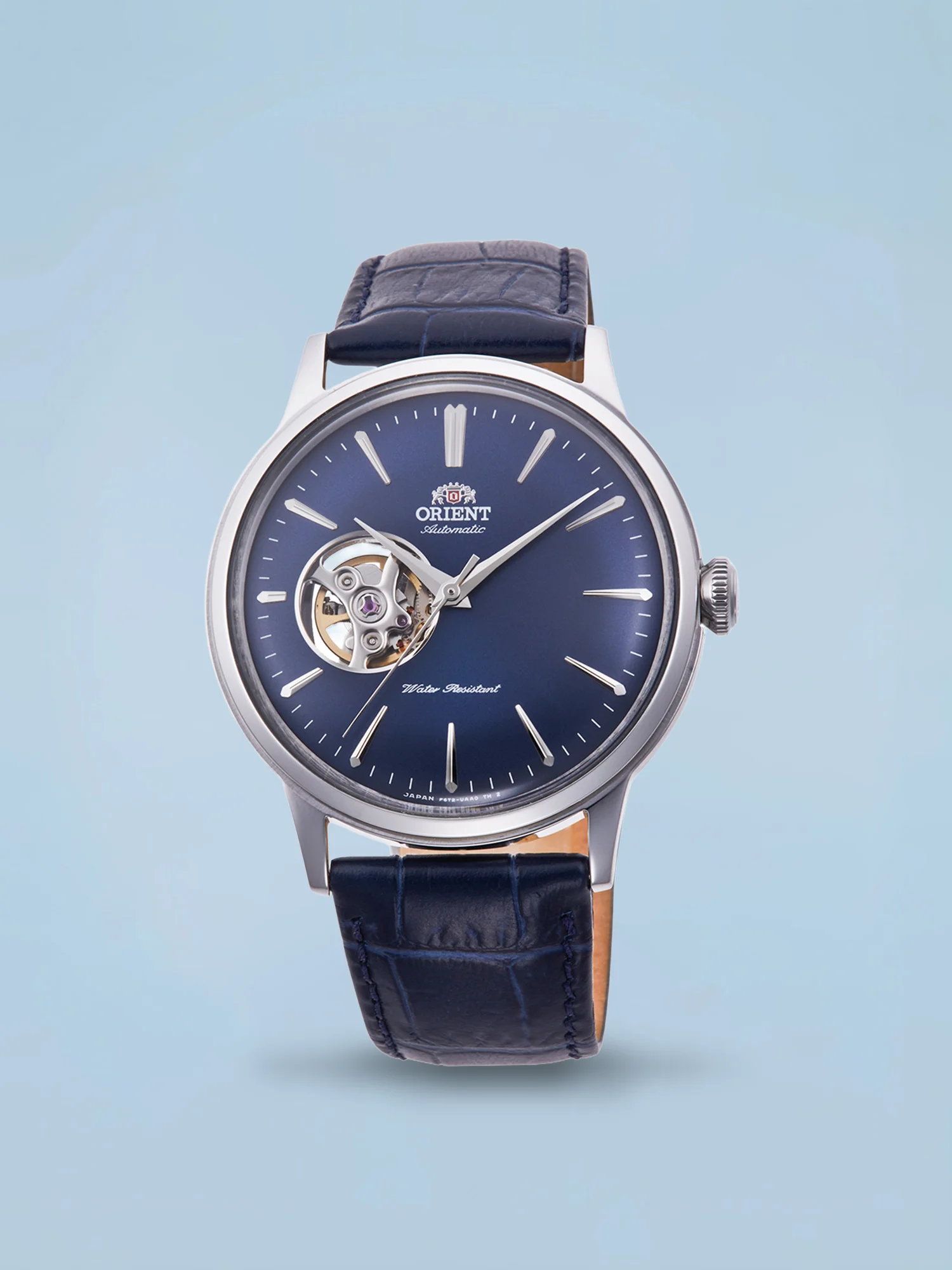 Orient Bambino Open Heart Automático Azul Couro