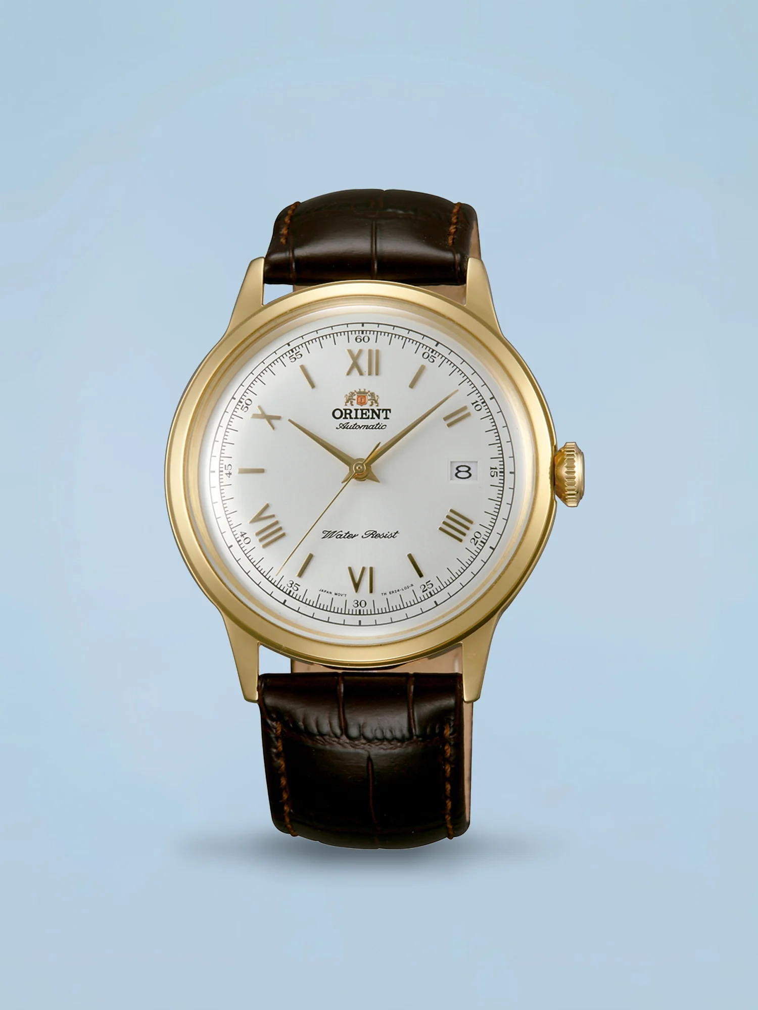 Orient Bambino V2 Automático Branco e Dourado Couro
