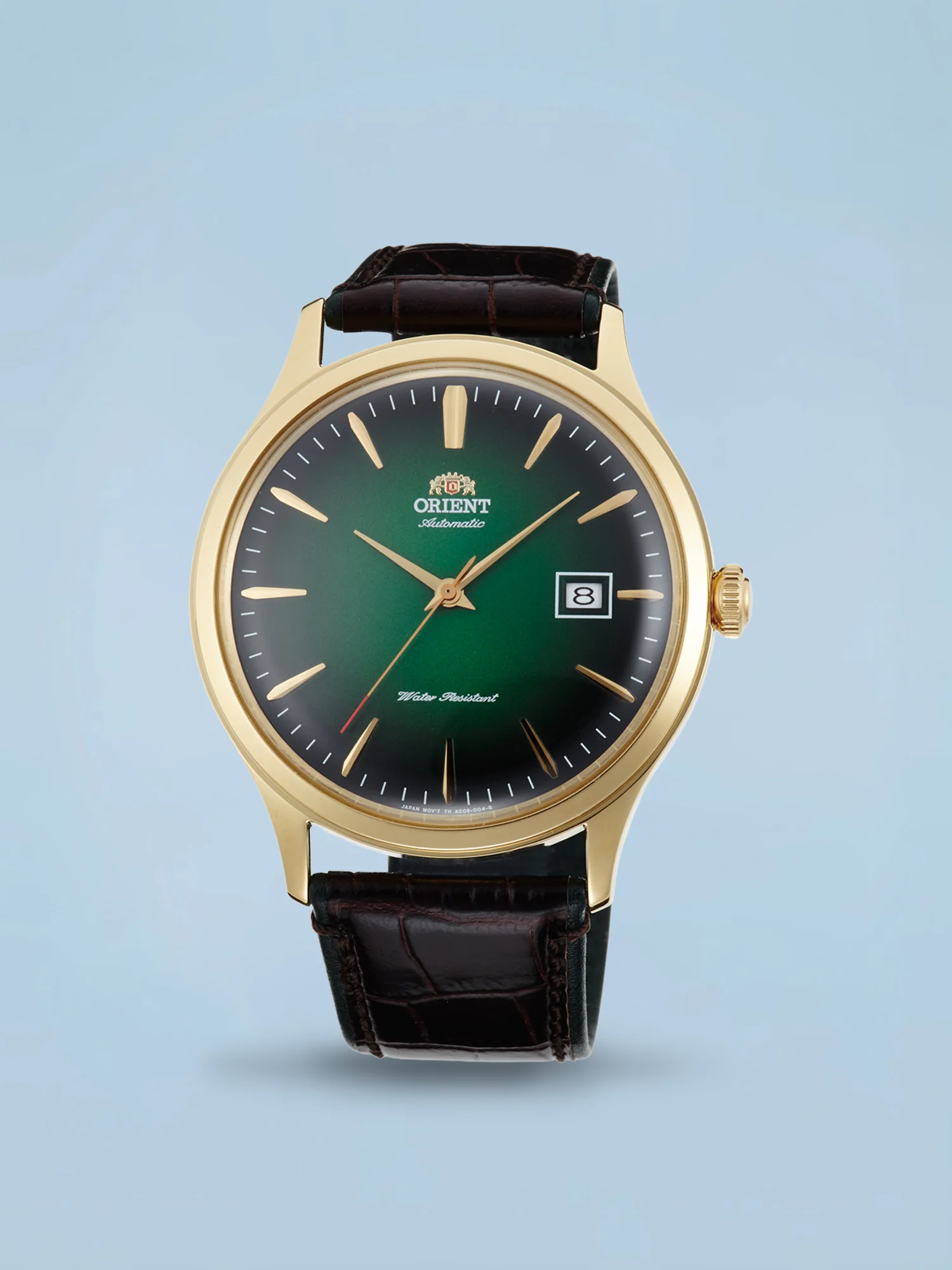 Orient Bambino V4 Automático Verde e Dourado Couro