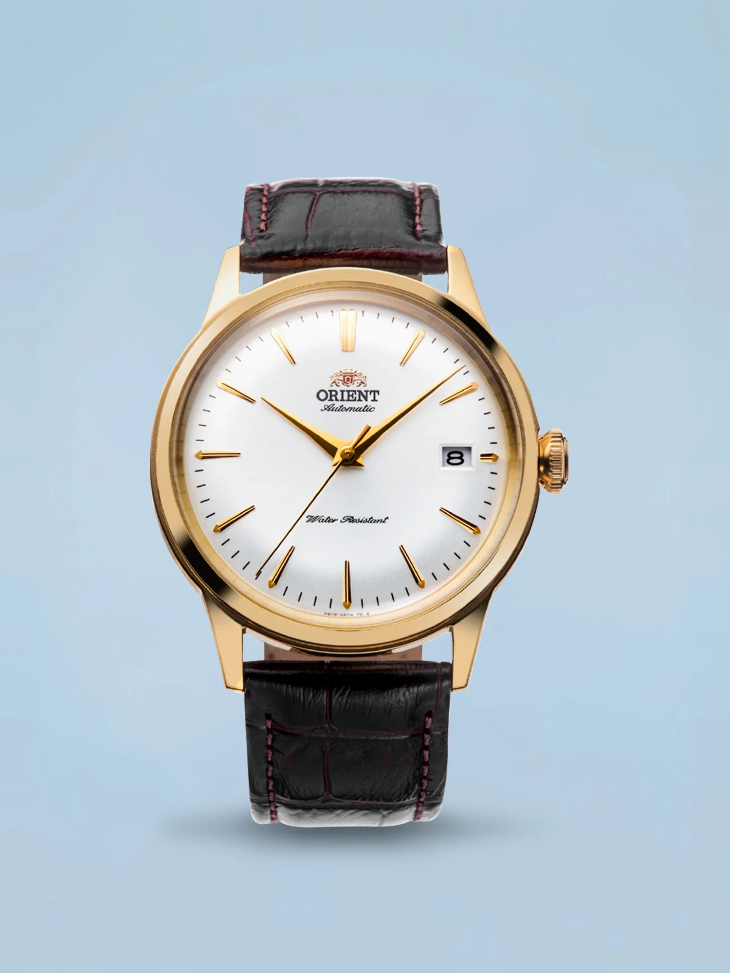 Orient Bambino V7 Automático Branco e Dourado Couro