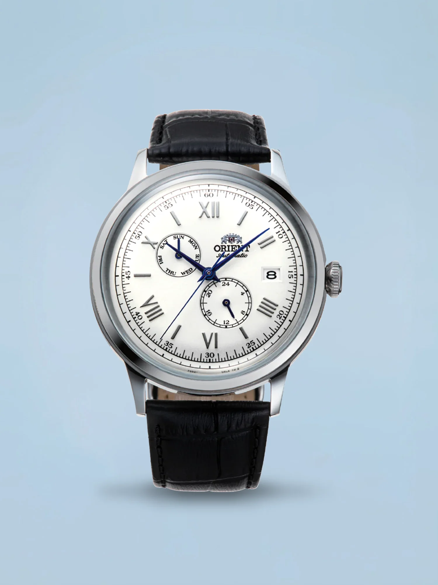 Orient Bambino V8 Multifunção Automático Branco Couro