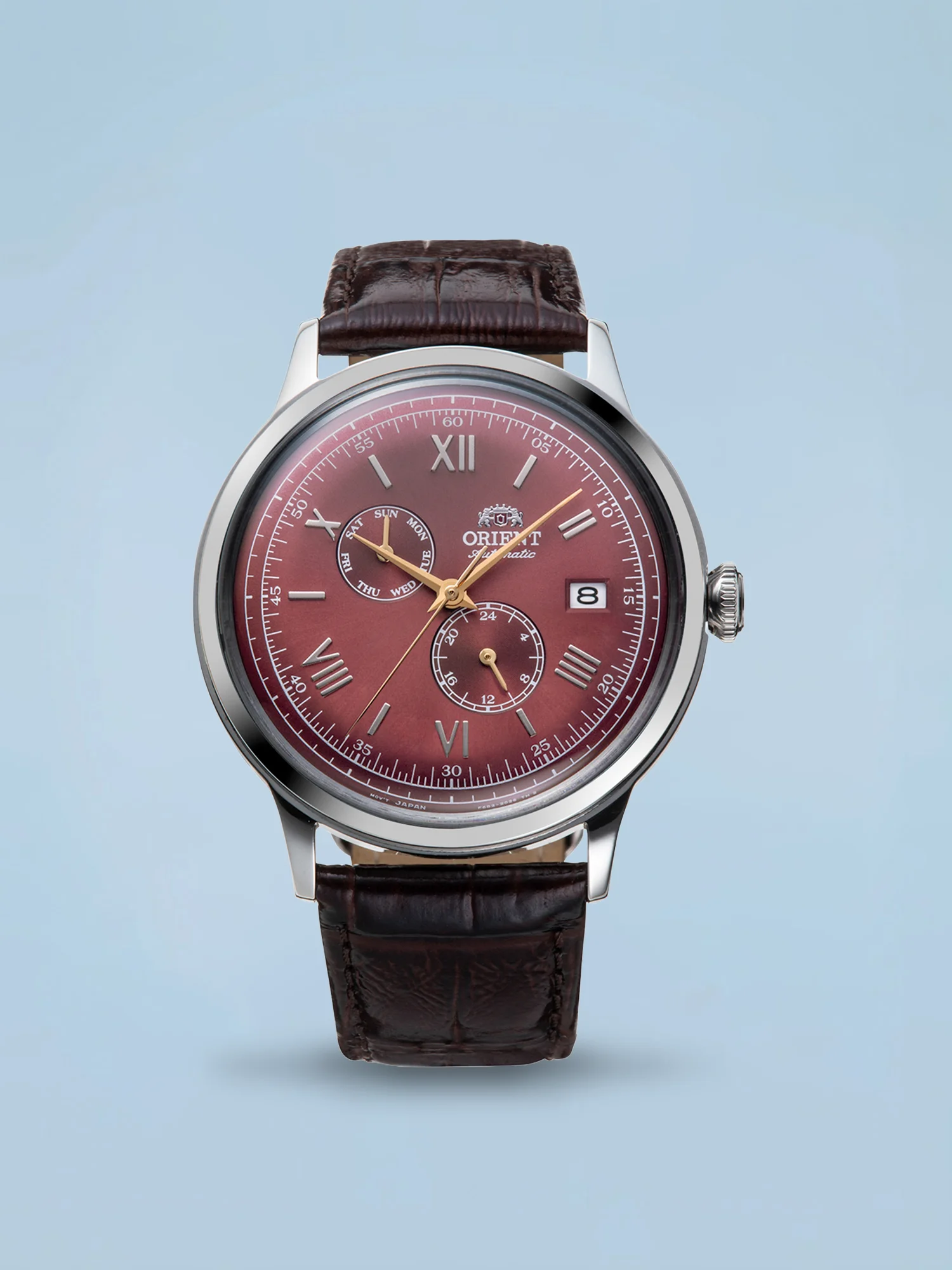 Orient Bambino V8 Multifunção Automático Vermelho Couro