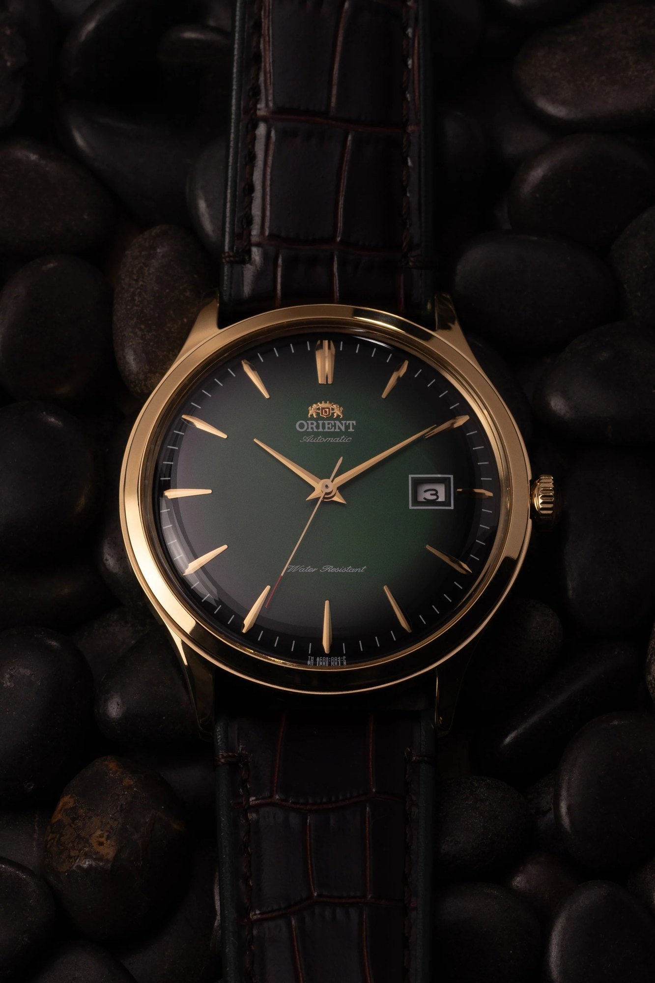 Orient Bambino V4 Automático Verde e Dourado Couro