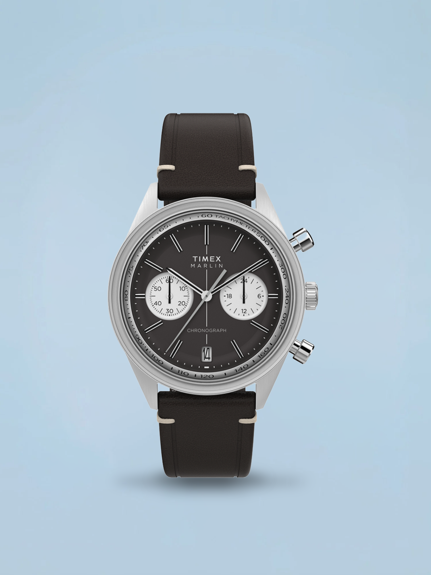 Timex Marlin Jet Cronógrafo Marrom Couro