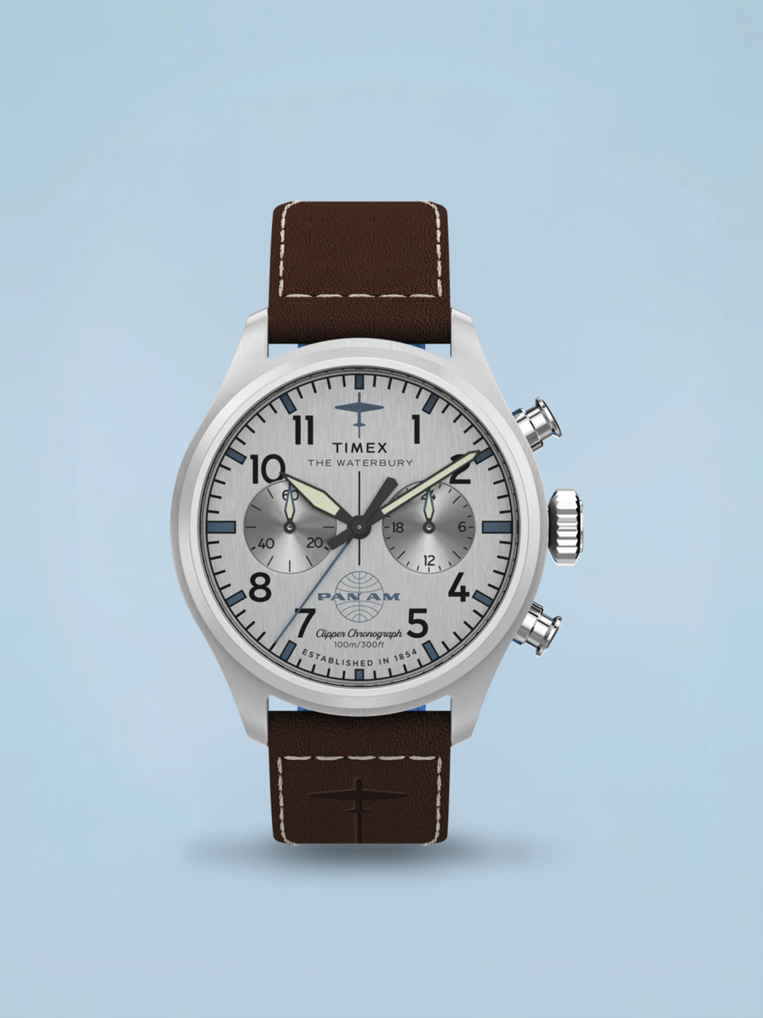 Timex x Pan Am Waterbury Ace Cronógrafo Prata