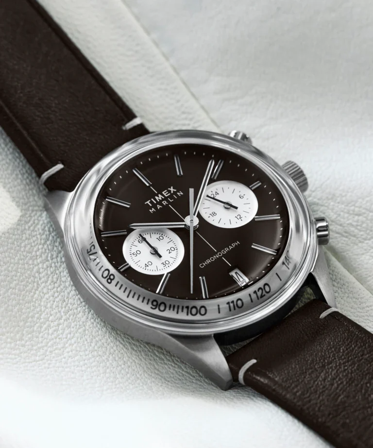 Timex Marlin Jet Cronógrafo Marrom Couro