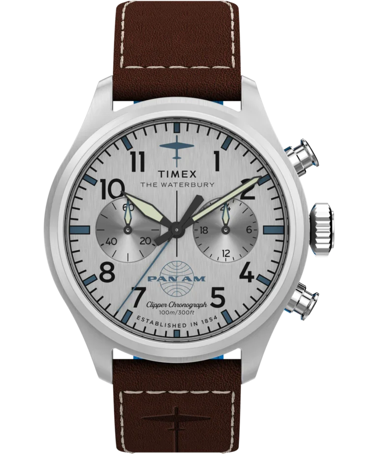 Timex x Pan Am Waterbury Ace Cronógrafo Prata