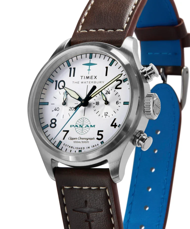 Timex x Pan Am Waterbury Ace Cronógrafo Prata