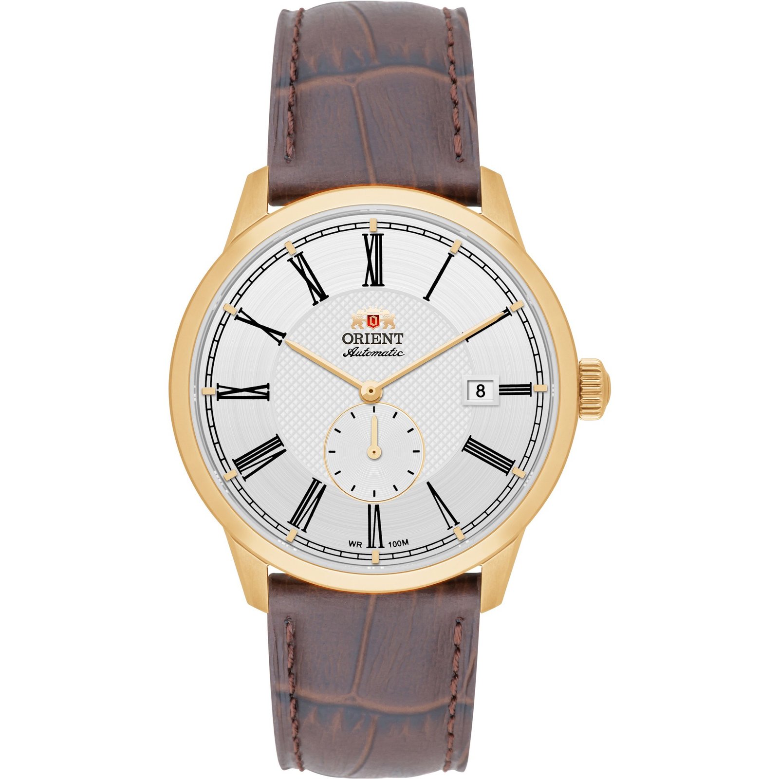 Orient Special Calibers Romano Automático Dourado e Branco Couro